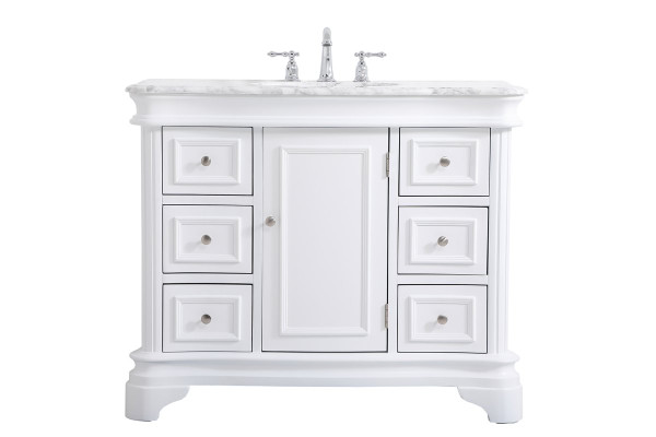 42 Inch Single Bathroom Vanity Set In White VF52042WH By Elegant Lighting