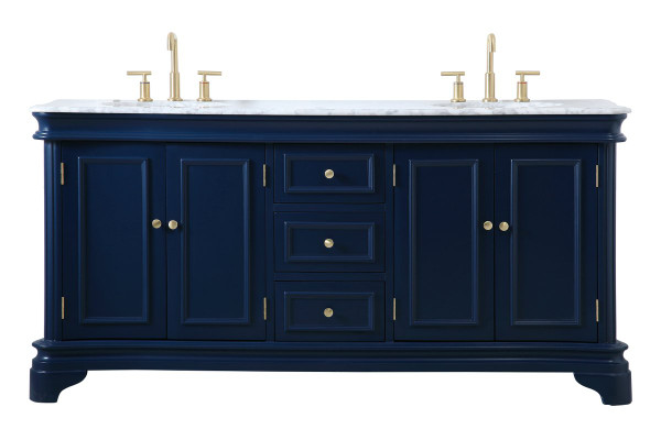 72 Inch Double Bathroom Vanity Set In Blue VF52072DBL By Elegant Lighting