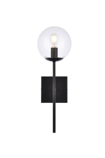 Neri 1 Light Black And Clear Glass Wall Sconce LD2359BK By Elegant Lighting