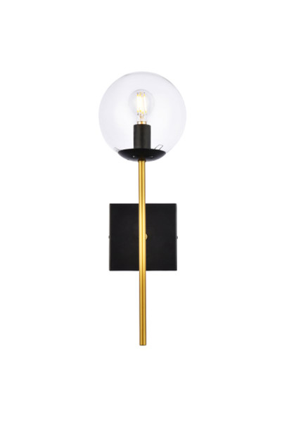 Neri 1 Light Black And Brass And Clear Glass Wall Sconce LD2359BKR By Elegant Lighting