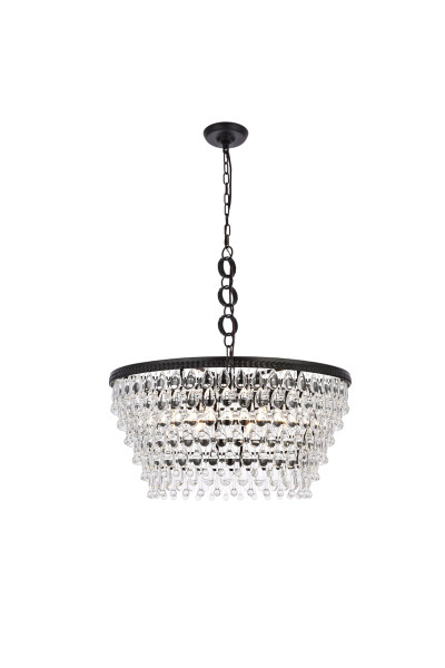 Nordic 6 Lights Black Chandelier 1219D28BK/RC By Elegant Lighting