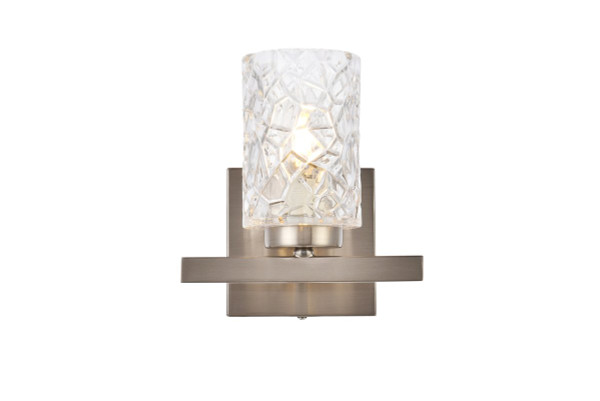 Cassie 1 Light Bath Sconce In Satin Nickel With Clear Shade LD7025W7SN By Elegant Lighting