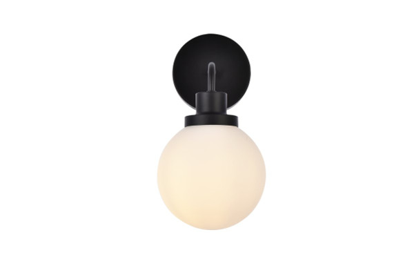 Hanson 1 Light Bath Sconce In Black With Frosted Shade LD7030W8BK By Elegant Lighting