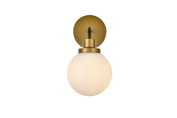Hanson 1 Light Bath Sconce In Black With Brass With Frosted Shade LD7030W8BRB By Elegant Lighting
