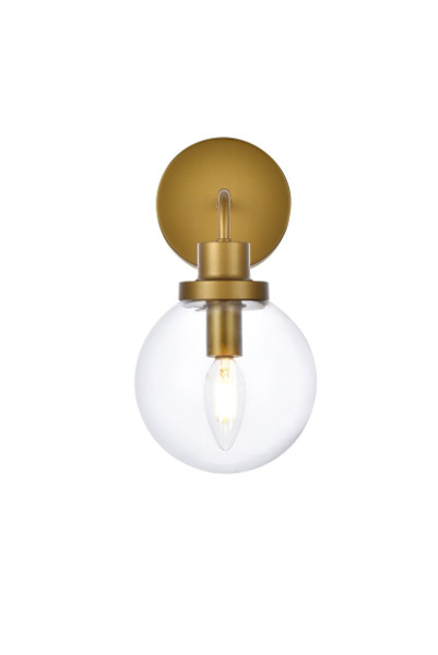 Hanson 1 Light Bath Sconce In Brass With Clear Shade LD7031W8BR By Elegant Lighting