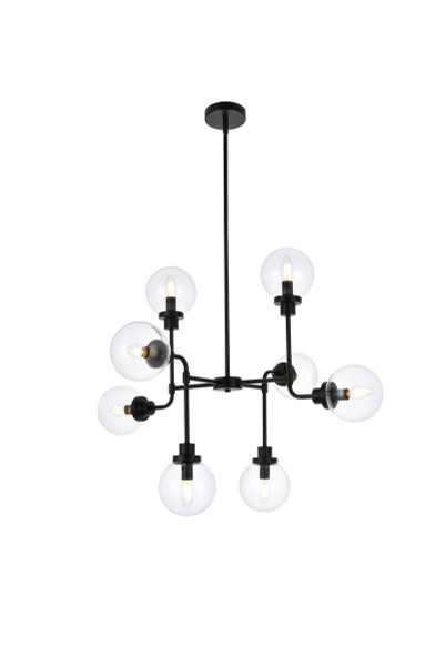 Hanson 8 Lights Pendant In Black With Clear Shade LD7039D36BK By Elegant Lighting