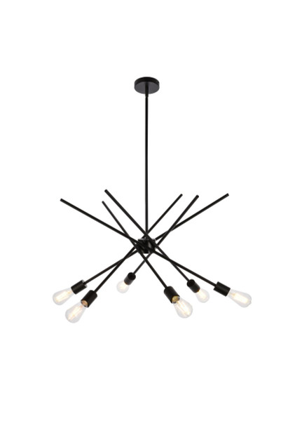 Armin 6 Lights Pendant In Black LD7054D32BK By Elegant Lighting