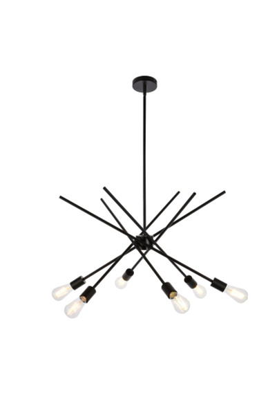 Armin 6 Lights Pendant In Black With Brass LD7054D32BRB By Elegant Lighting