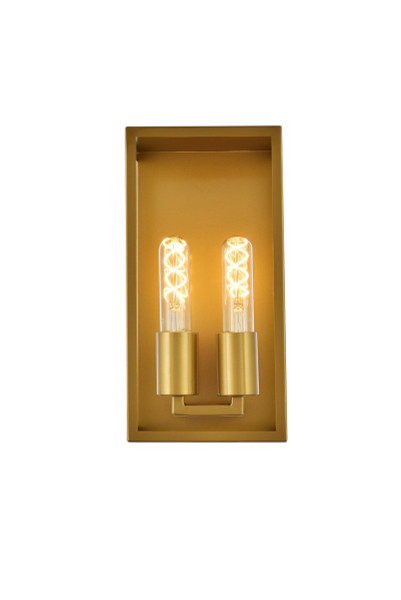 Voir 2 Lights Wall Sconce In Brass LD7055W6BR By Elegant Lighting