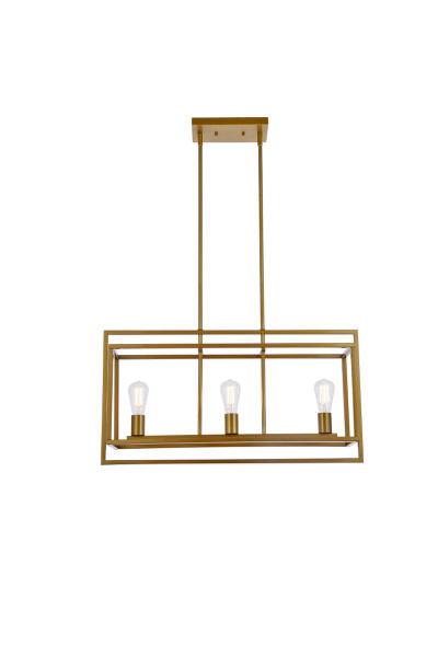 Voir 3 Lights Pendant In Brass LD7056D32BR By Elegant Lighting