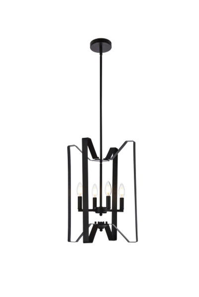 Hoffman 4 Lights Pendant In Black LD7072D14BK By Elegant Lighting