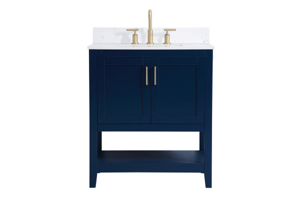 30 Inch Single Bathroom Vanity In Blue With Backsplash VF16030BL-BS By Elegant Lighting