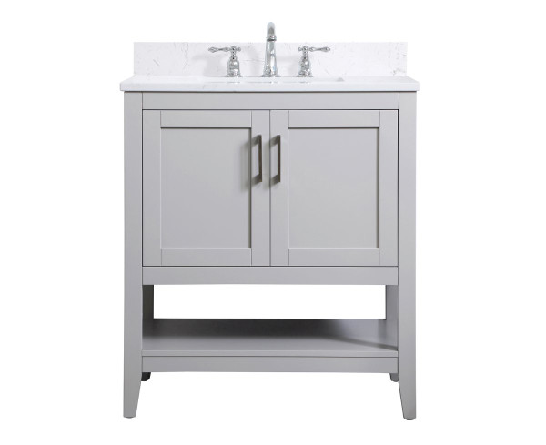 30 Inch Single Bathroom Vanity In Grey With Backsplash VF16030GR-BS By Elegant Lighting