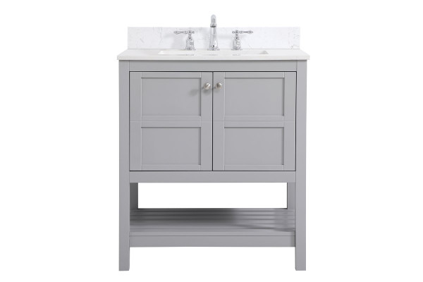 30 Inch Single Bathroom Vanity In Gray With Backsplash VF16430GR-BS By Elegant Lighting