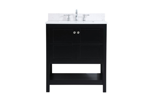 30 Inch Single Bathroom Vanity In Black With Backsplash VF16430BK-BS By Elegant Lighting