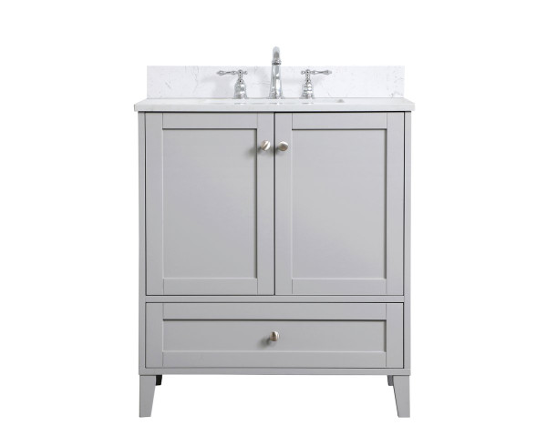 30 Inch Single Bathroom Vanity In Grey With Backsplash VF18030GR-BS By Elegant Lighting