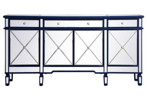 72 Inch Mirrored Credenza In Blue MF6-2111BL By Elegant Lighting