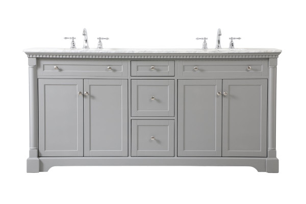 72 Inch Double Bathroom Vanity In Grey VF53072DGR By Elegant Lighting