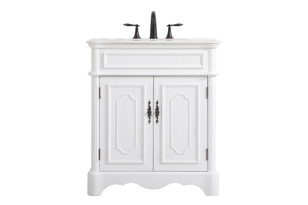 30 Inch Single Bathroom Vanity In Antique White VF30430AW By Elegant Lighting