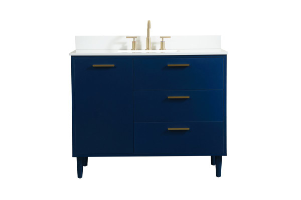 42 Inch Bathroom Vanity In Blue With Backsplash VF47042MBL-BS By Elegant Lighting