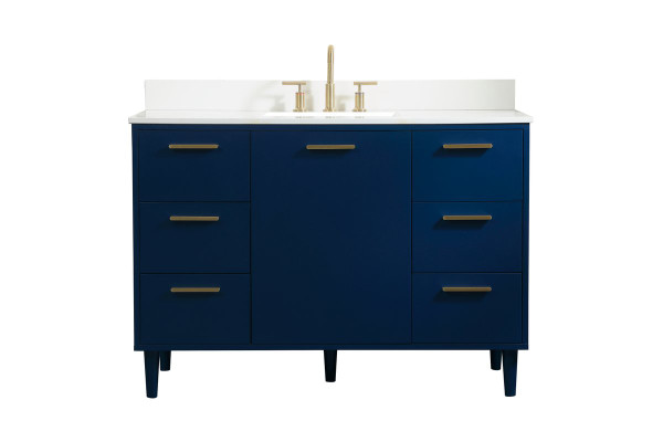 48 Inch Bathroom Vanity In Blue With Backsplash VF47048MBL-BS By Elegant Lighting