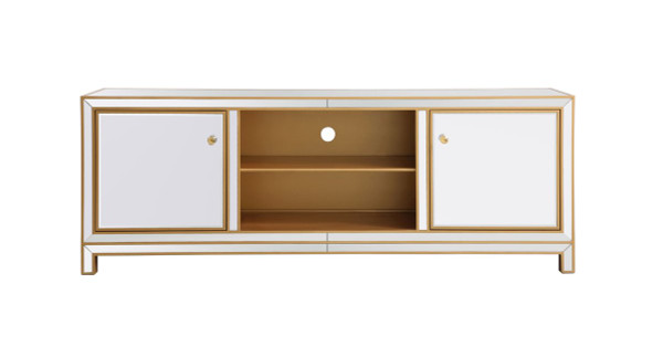 Reflexion 72 In. Mirrored Tv Stand In Gold MF70172G By Elegant Lighting