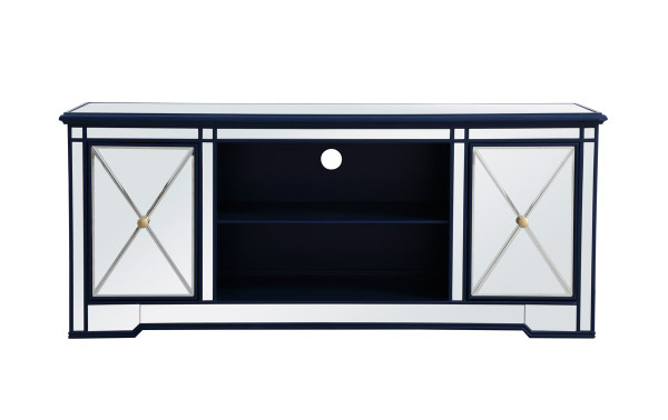 Modern 60 In. Mirrored Tv Stand In Blue MF60160BL By Elegant Lighting