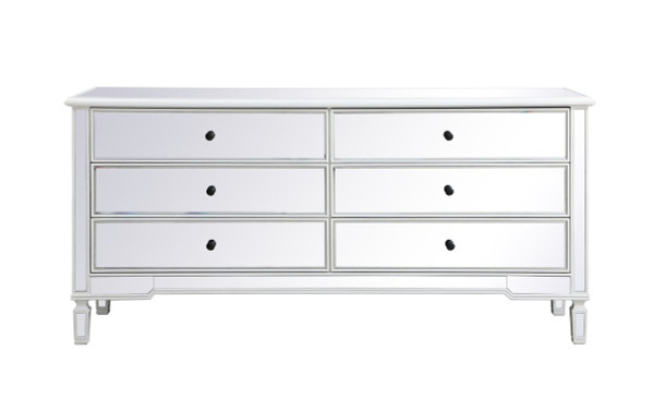 Contempo 72 In. Mirrored Chest In Antique White MF63672AW By Elegant Lighting
