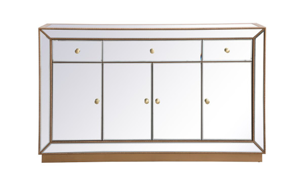 60 Inch Mirrored Credenza In Antique Gold MF53001G By Elegant Lighting