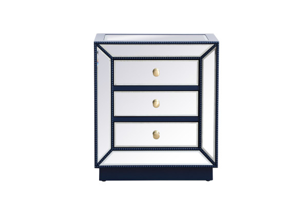 21 Inch Mirrored Chest In Blue MF53016BL By Elegant Lighting