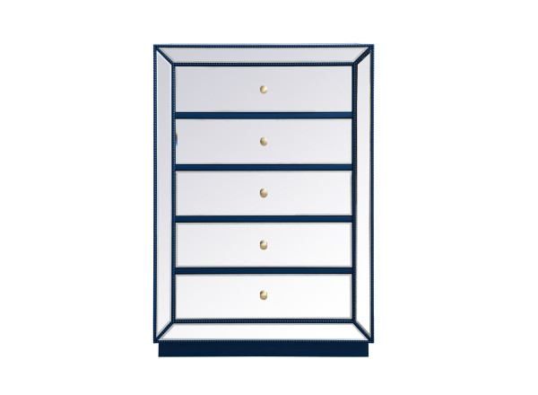 34 Inch Mirrored Chest In Blue MF53026BL By Elegant Lighting