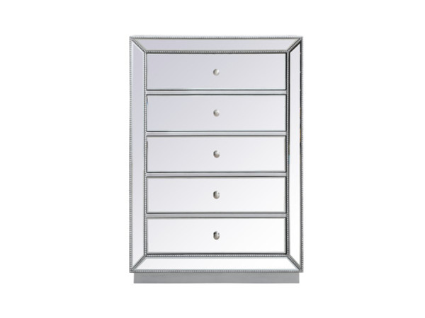 34 Inch Mirrored Chest In Antique Silver MF53026S By Elegant Lighting