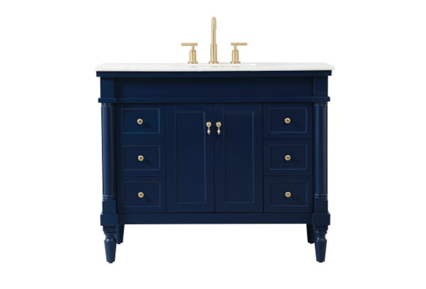 42 Inch Single Bathroom Vanity In Blue VF13042BL By Elegant Lighting