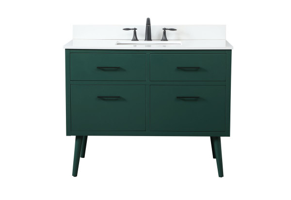 42 Inch Bathroom Vanity In Green With Backsplash VF41042MGN-BS By Elegant Lighting