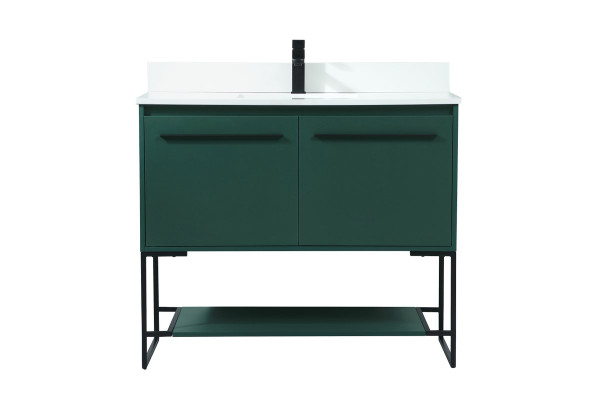 40 Inch Single Bathroom Vanity In Green With Backsplash VF42540MGN-BS By Elegant Lighting