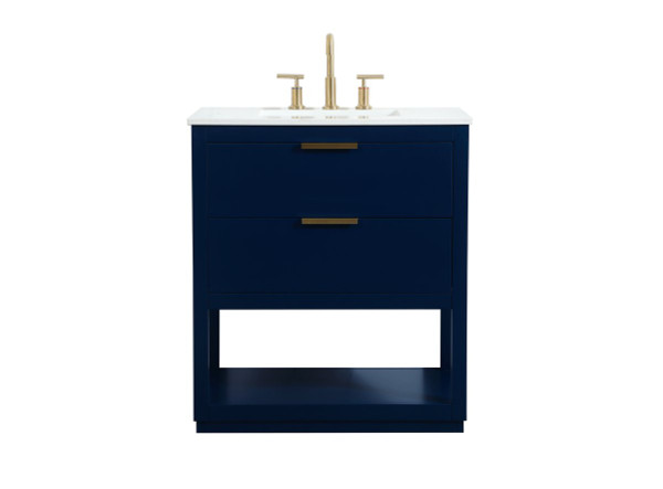 30 Inch Single Bathroom Vanity In Blue VF19230BL By Elegant Lighting