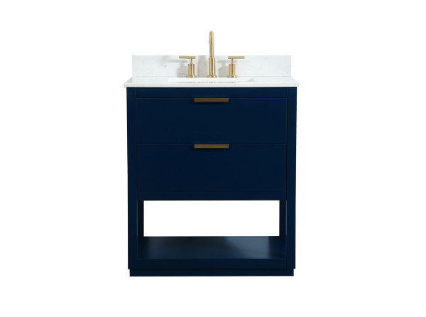30 Inch Single Bathroom Vanity In Blue With Backsplash VF19230BL-BS By Elegant Lighting