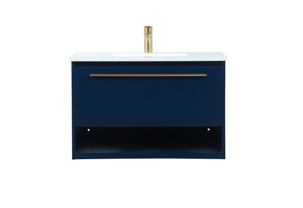 30 Inch Single Bathroom Vanity In Blue VF43530MBL By Elegant Lighting