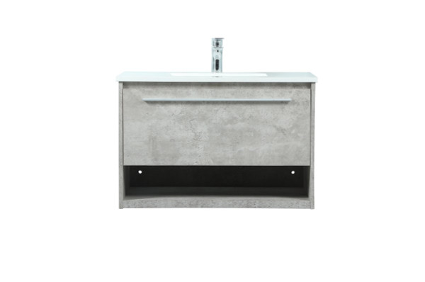 30 Inch Single Bathroom Vanity In Concrete Grey VF43530MCG By Elegant Lighting