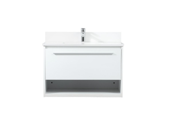 30 Inch Single Bathroom Vanity In White With Backsplash VF43530MWH-BS By Elegant Lighting