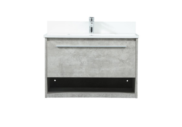 30 Inch Single Bathroom Vanity In Concrete Grey With Backsplash VF43530MCG-BS By Elegant Lighting