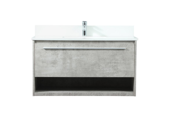 36 Inch Single Bathroom Vanity In Concrete Grey With Backsplash VF43536MCG-BS By Elegant Lighting