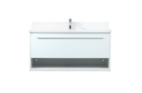 40 Inch Single Bathroom Vanity In White With Backsplash VF43540MWH-BS By Elegant Lighting