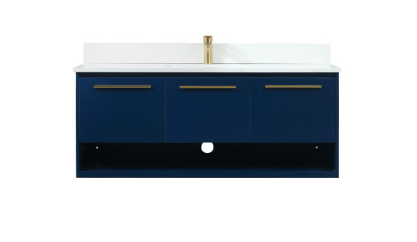 48 Inch Single Bathroom Vanity In Blue With Backsplash VF43548MBL-BS By Elegant Lighting