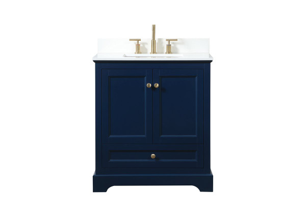 30 Inch Single Bathroom Vanity In Blue With Backsplash VF15530BL-BS By Elegant Lighting