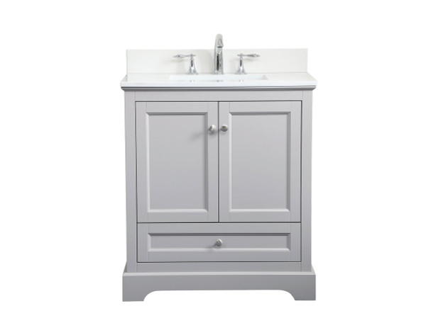 30 Inch Single Bathroom Vanity In Grey With Backsplash VF15530GR-BS By Elegant Lighting