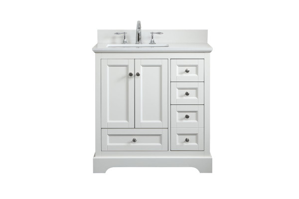 32 Inch Single Bathroom Vanity In White With Backsplash VF15532WH-BS By Elegant Lighting