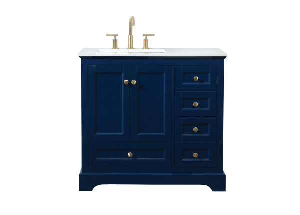 36 Inch Single Bathroom Vanity In Blue VF15536BL By Elegant Lighting