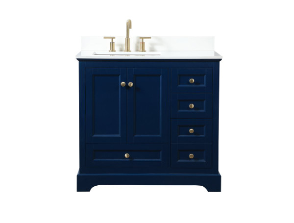 36 Inch Single Bathroom Vanity In Blue With Backsplash VF15536BL-BS By Elegant Lighting