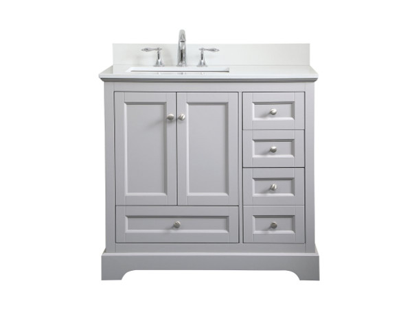 36 Inch Single Bathroom Vanity In Grey With Backsplash VF15536GR-BS By Elegant Lighting